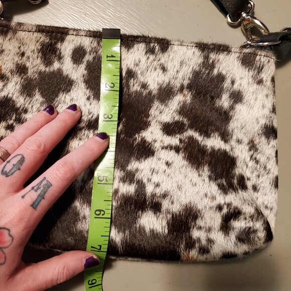 Lynn Tallerico White Brown Cow Hide Fur Crossbody Bag Purse with Wallet - Picture 10 of 12